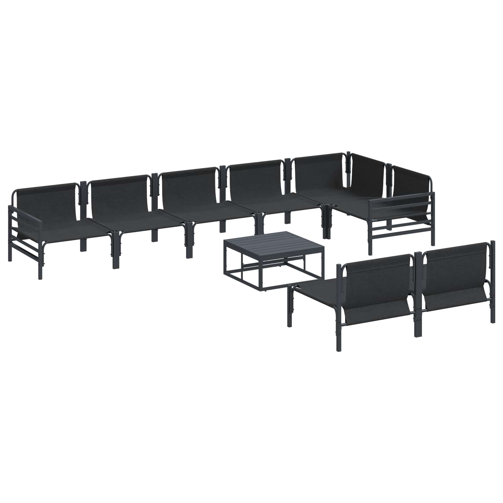 vidaXL Zestaw Sof na Ogród z poduszką 9 pcs Czarny Stal
