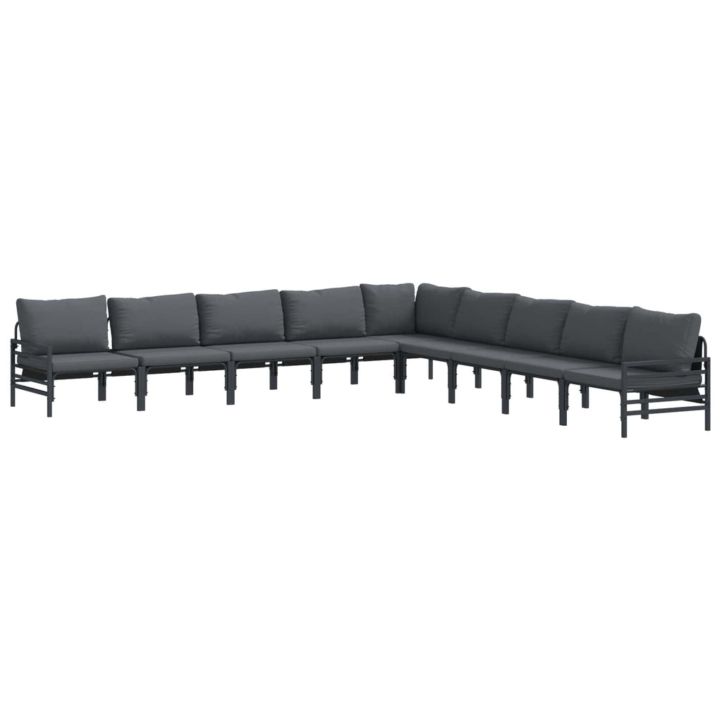 vidaXL Zestaw Sof na Ogród z poduszką 9 pcs Czarny Stal
