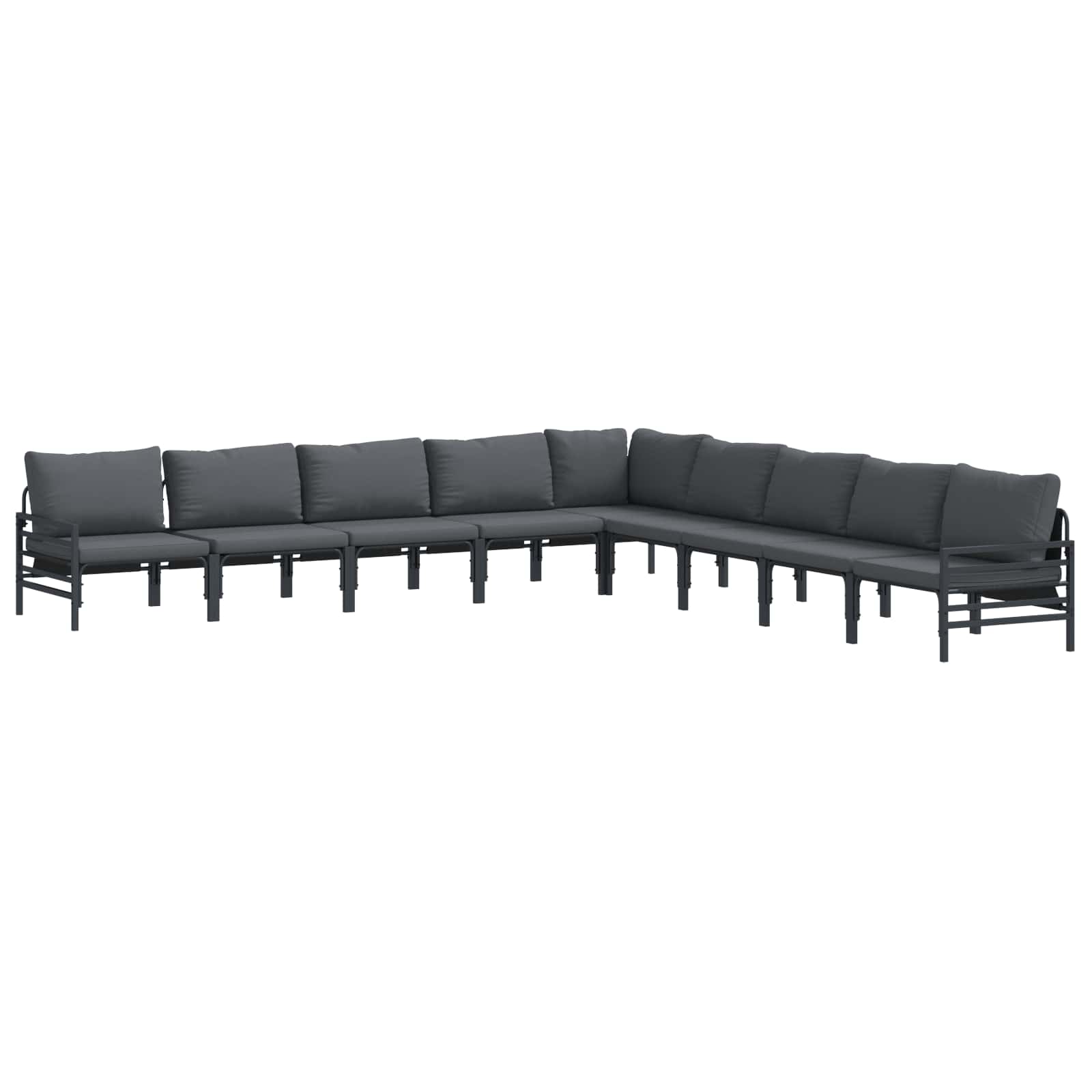 vidaXL Zestaw Sof na Ogród z poduszką 9 pcs Czarny Stal