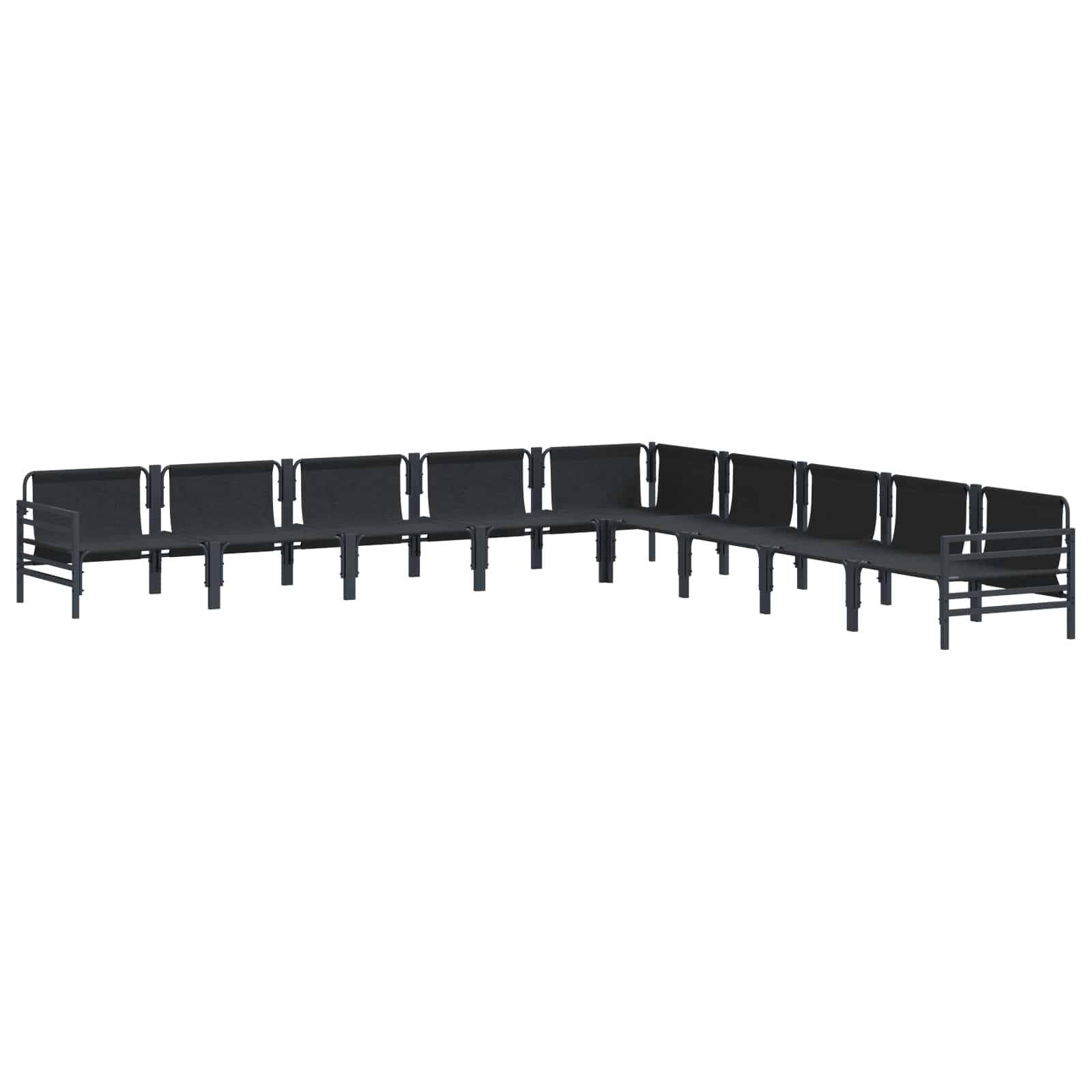 vidaXL Zestaw Sof na Ogród z poduszką 9 pcs Czarny Stal