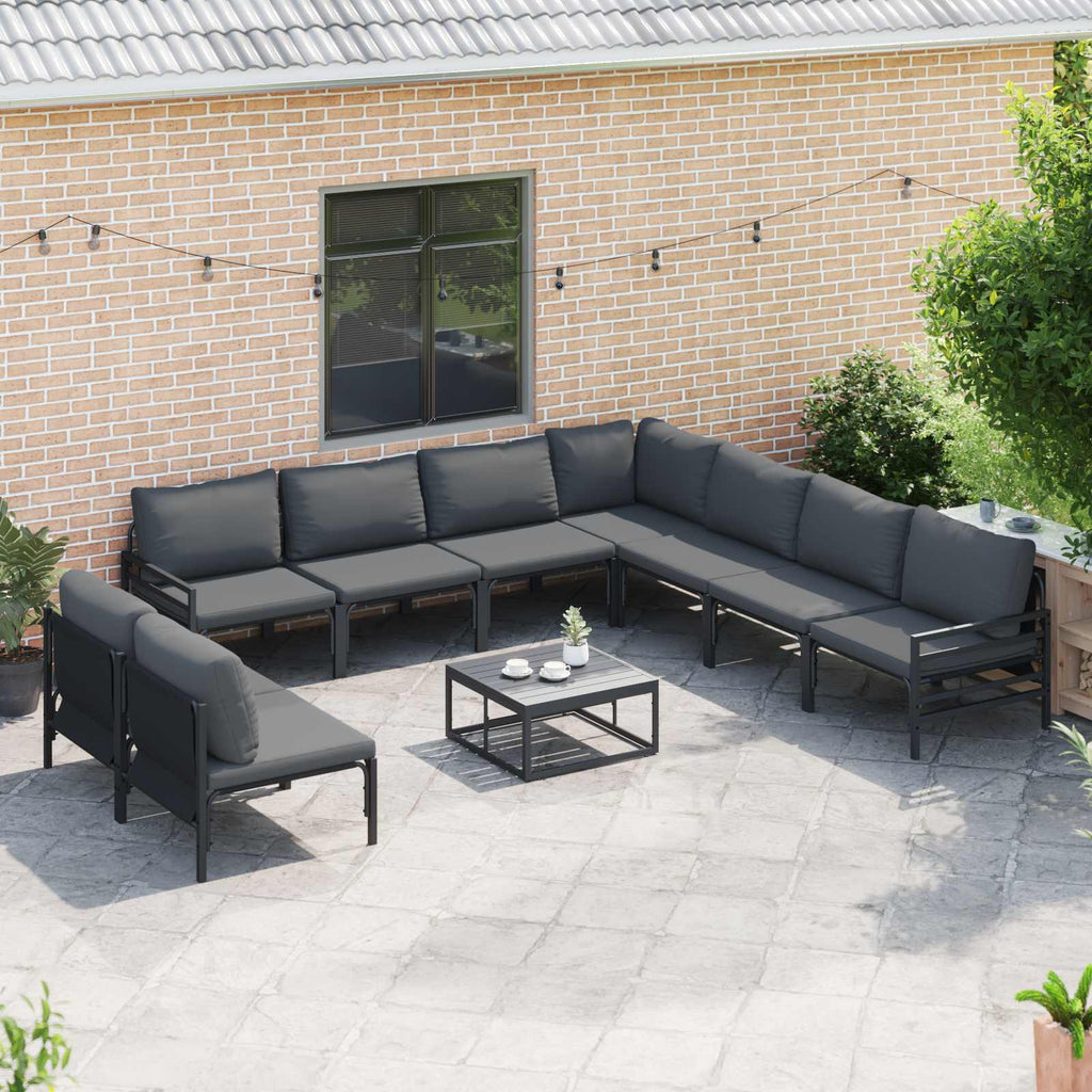 vidaXL Zestaw Sof na Ogród z poduszką 10 pcs Czarny Stal