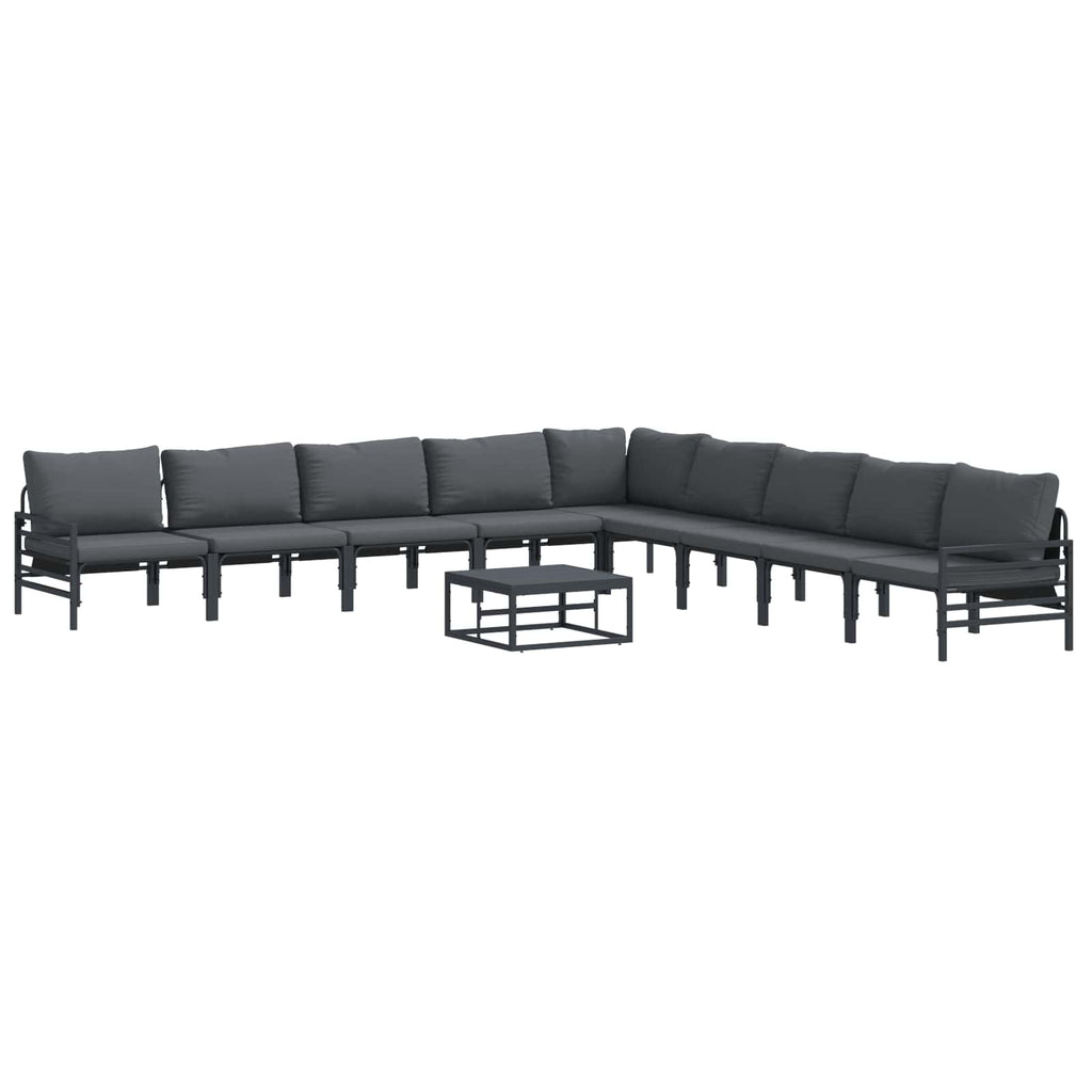 vidaXL Zestaw Sof na Ogród z poduszką 10 pcs Czarny Stal