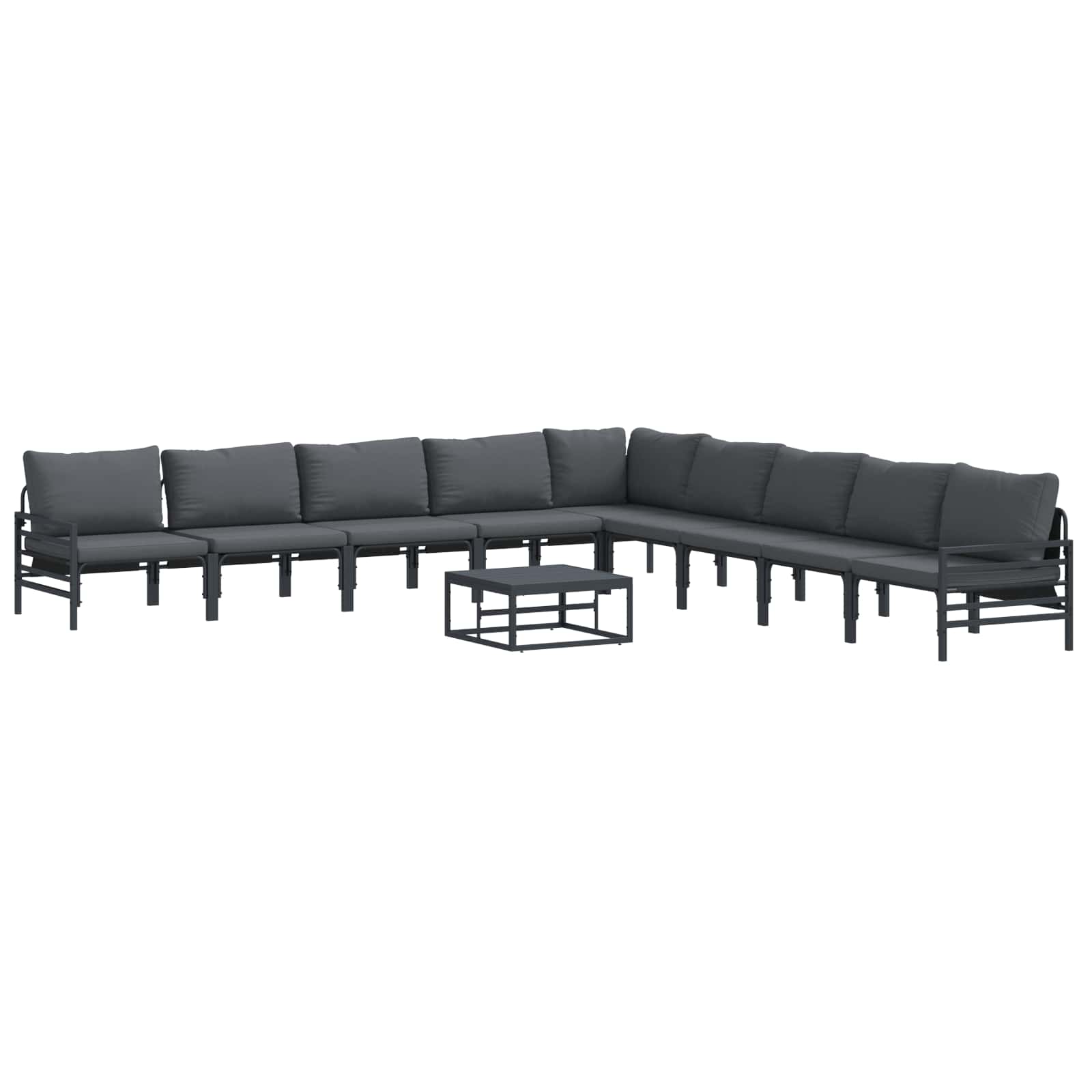 vidaXL Zestaw Sof na Ogród z poduszką 10 pcs Czarny Stal