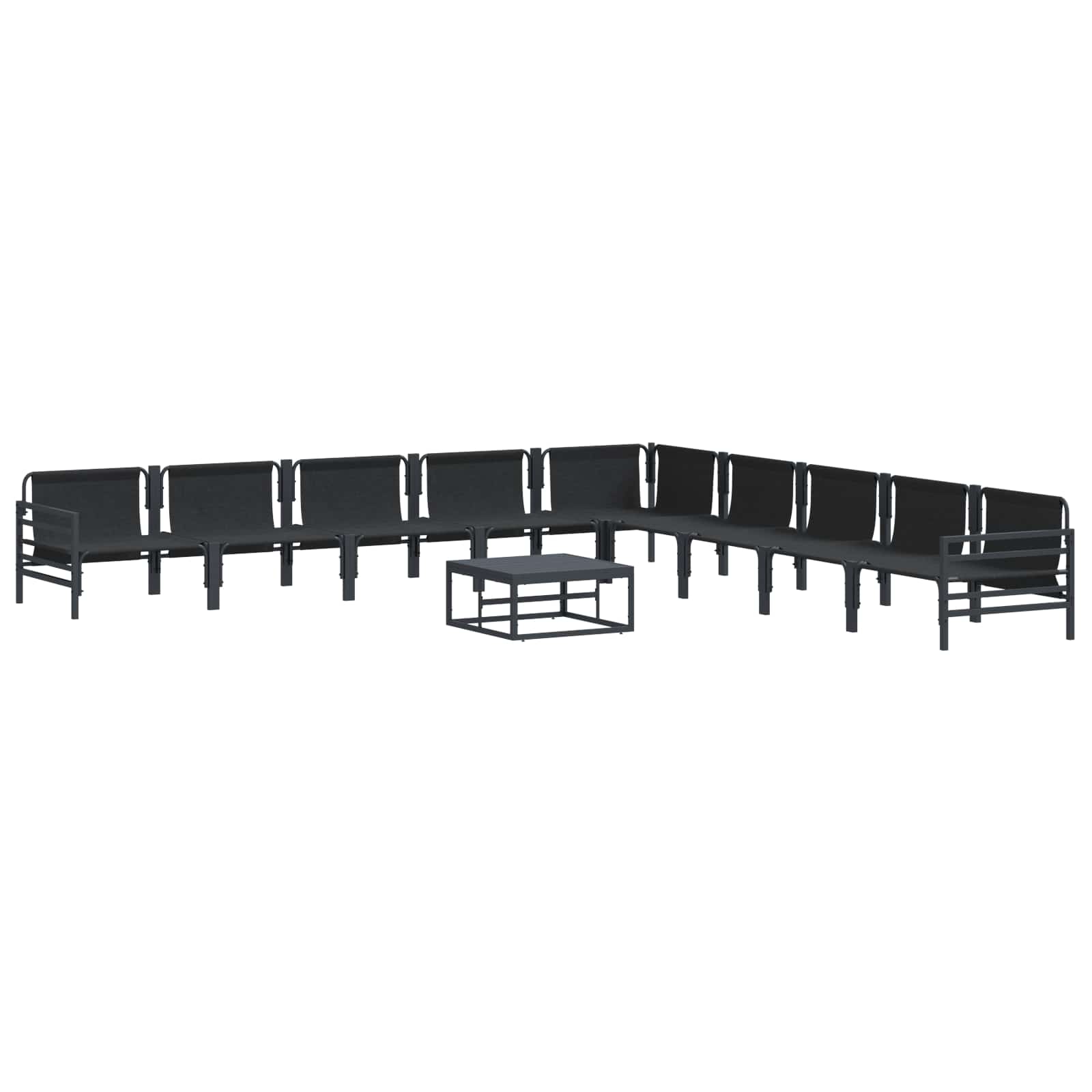 vidaXL Zestaw Sof na Ogród z poduszką 10 pcs Czarny Stal
