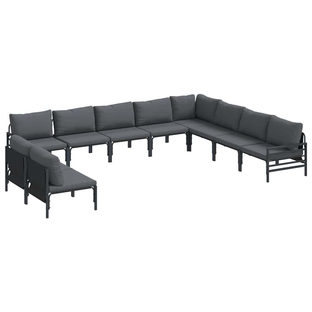 vidaXL Zestaw Sof na Ogród z poduszką 10 pcs Czarny Stal