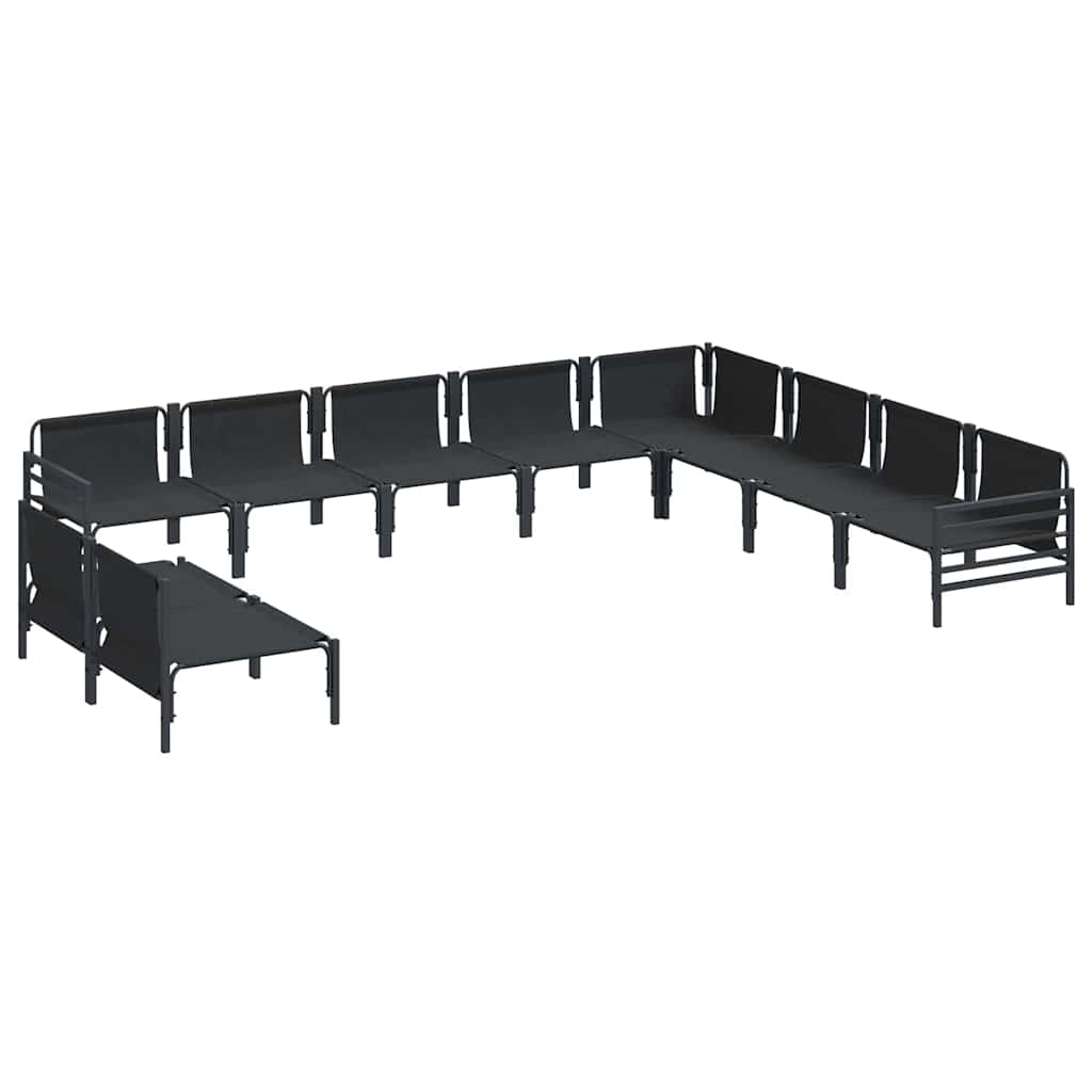 vidaXL Zestaw Sof na Ogród z poduszką 10 pcs Czarny Stal