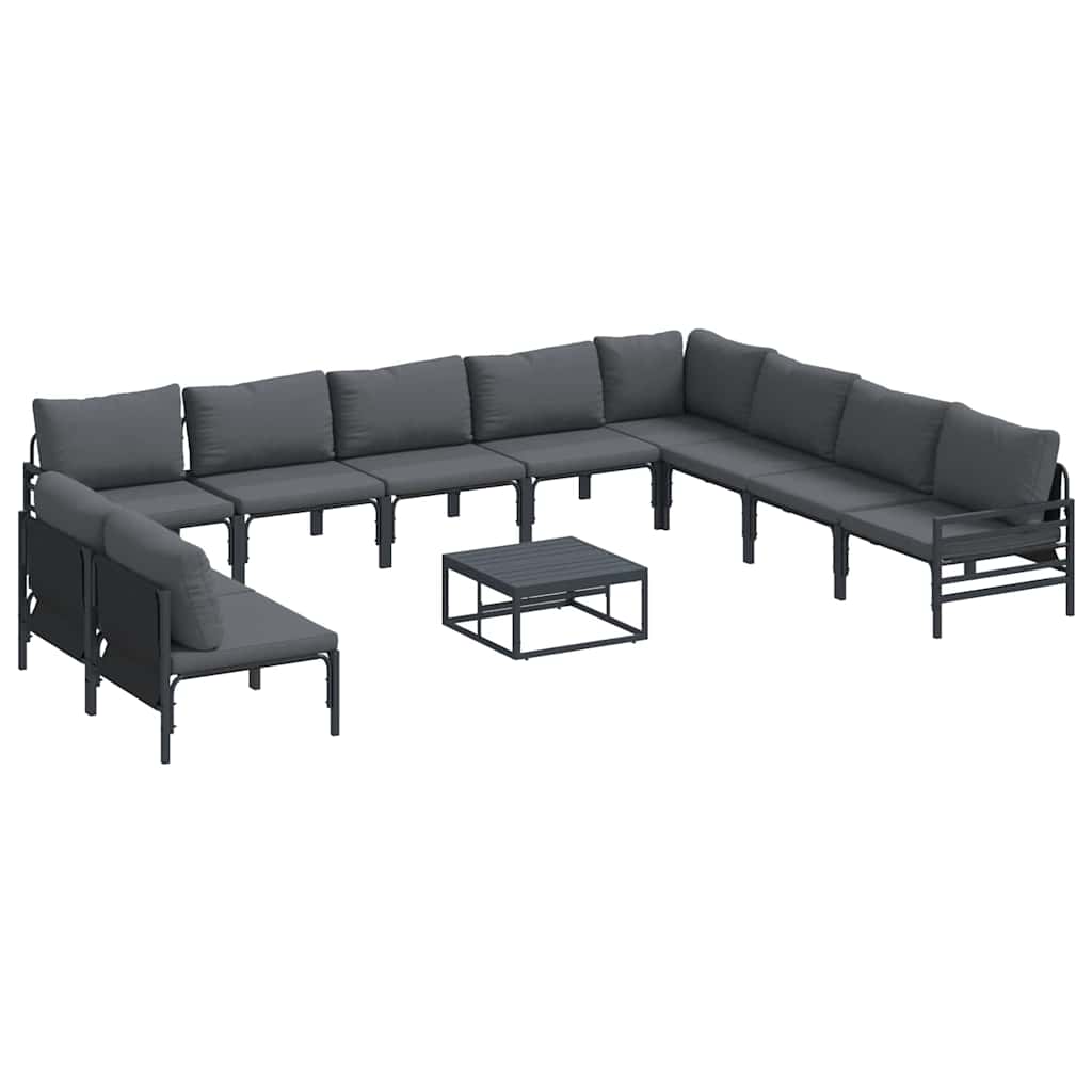 vidaXL Zestaw Sof na Ogród z poduszką 11 pcs Czarny Stal