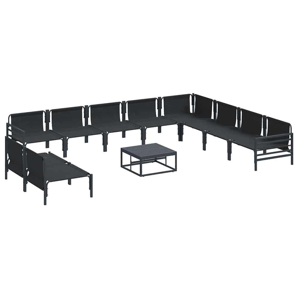 vidaXL Zestaw Sof na Ogród z poduszką 11 pcs Czarny Stal