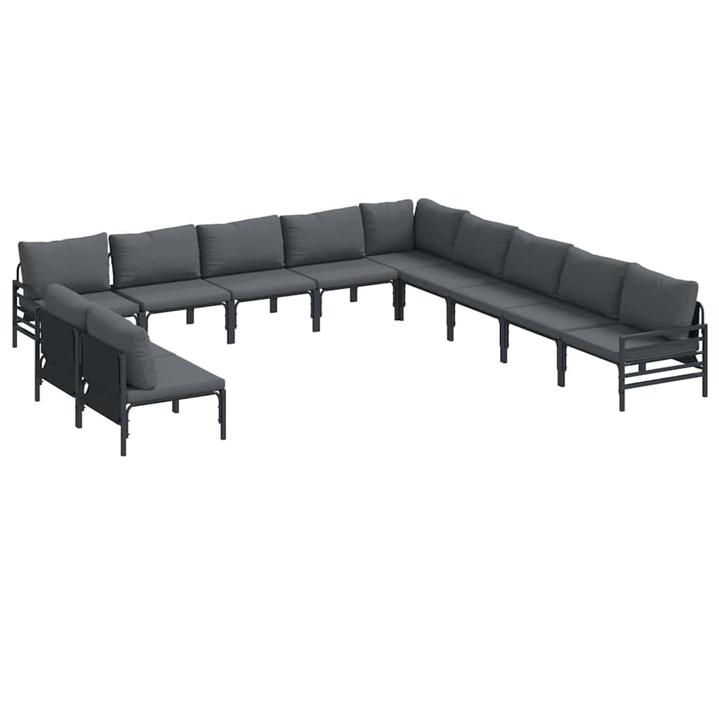 vidaXL Zestaw Sof na Ogród z poduszką 11 pcs Czarny Stal