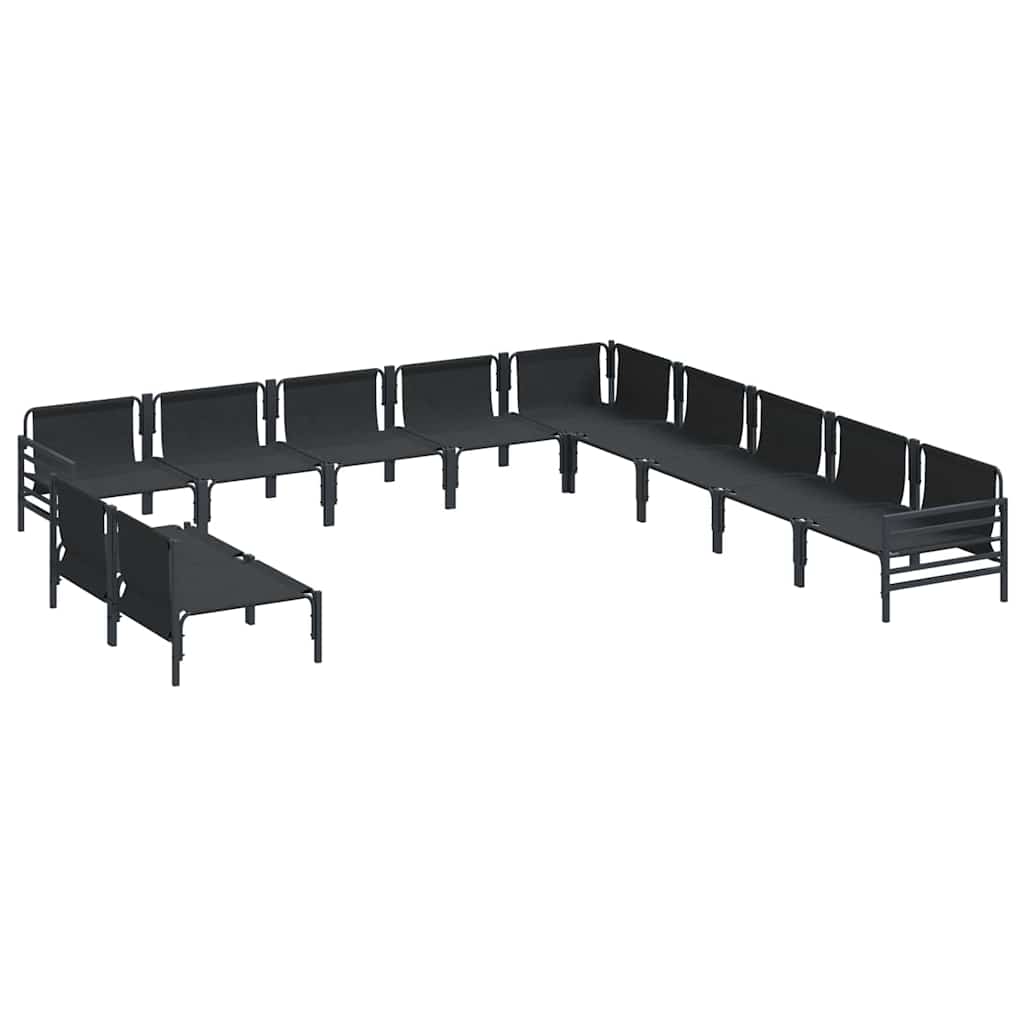 vidaXL Zestaw Sof na Ogród z poduszką 11 pcs Czarny Stal
