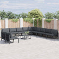 vidaXL Zestaw Sof na Ogród z poduszką 12 pcs Czarny Stal