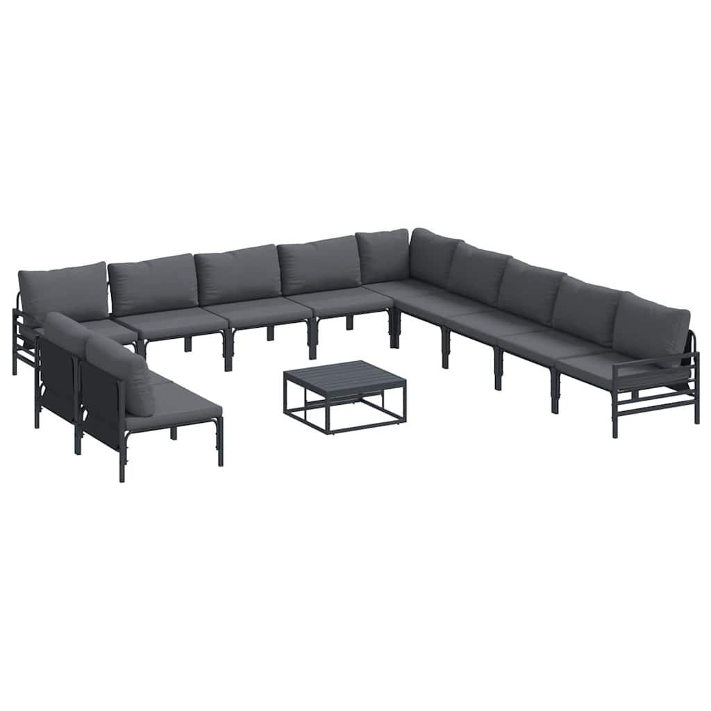 vidaXL Zestaw Sof na Ogród z poduszką 12 pcs Czarny Stal
