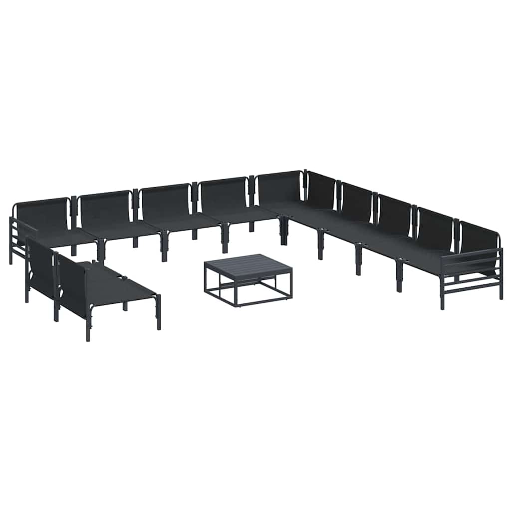 vidaXL Zestaw Sof na Ogród z poduszką 12 pcs Czarny Stal