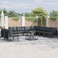 vidaXL Zestaw Sof na Ogród z poduszką 9 pcs Czarny Stal