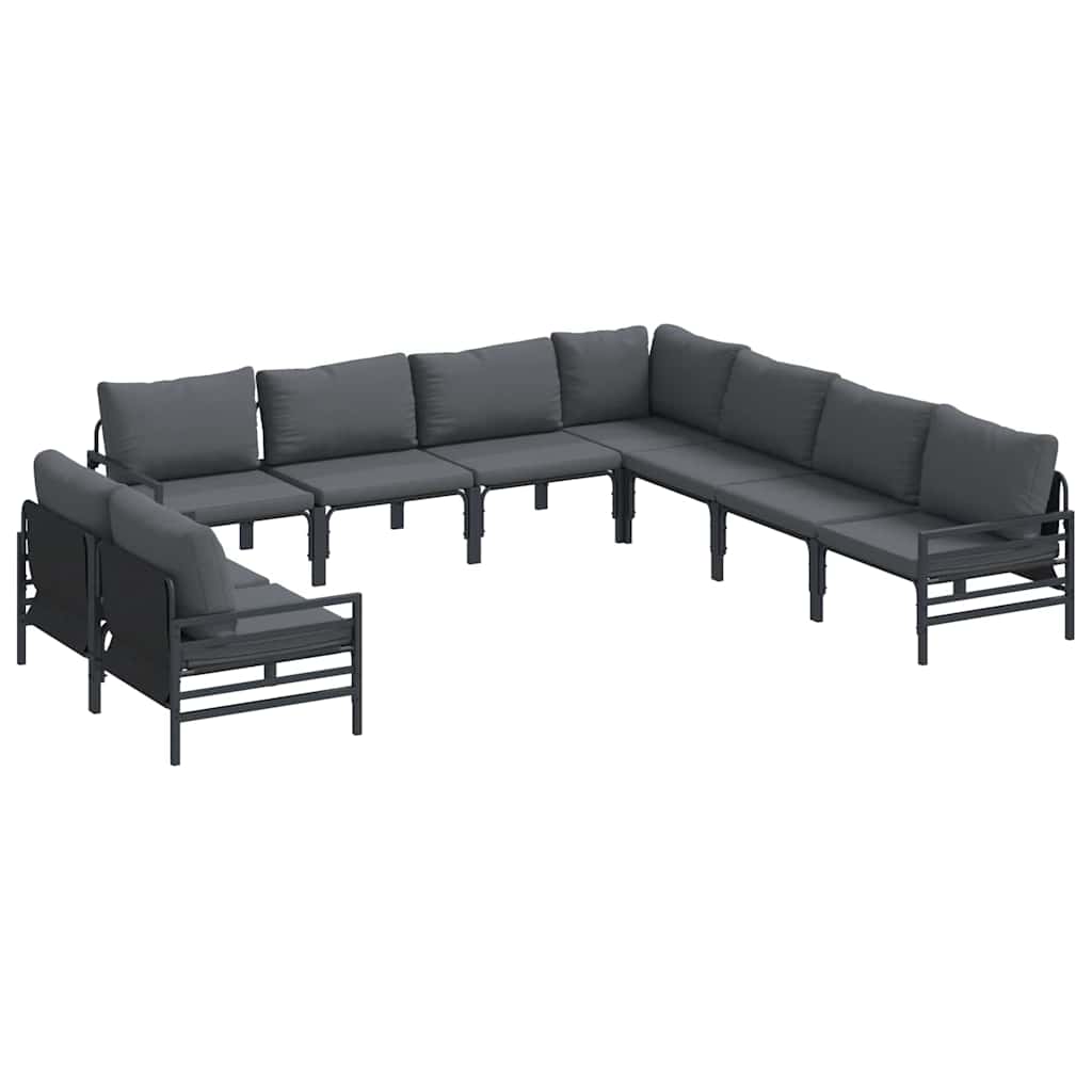 vidaXL Zestaw Sof na Ogród z poduszką 9 pcs Czarny Stal