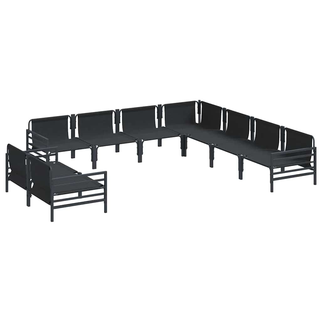 vidaXL Zestaw Sof na Ogród z poduszką 9 pcs Czarny Stal