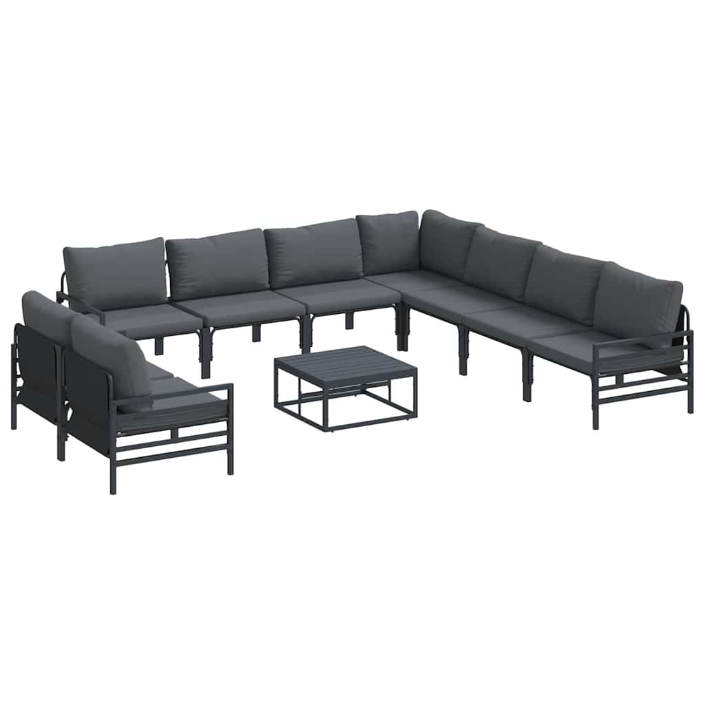 vidaXL Zestaw Sof na Ogród z poduszką 10 pcs Czarny Stal