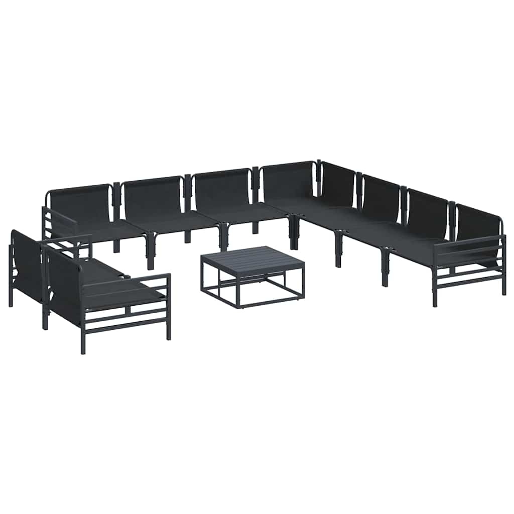 vidaXL Zestaw Sof na Ogród z poduszką 10 pcs Czarny Stal