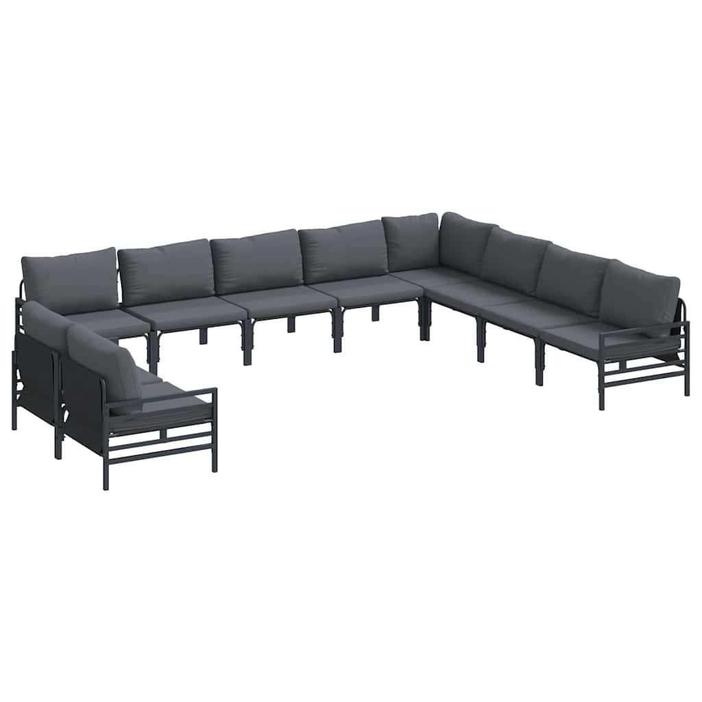 vidaXL Zestaw Sof na Ogród z poduszką 10 pcs Czarny Stal
