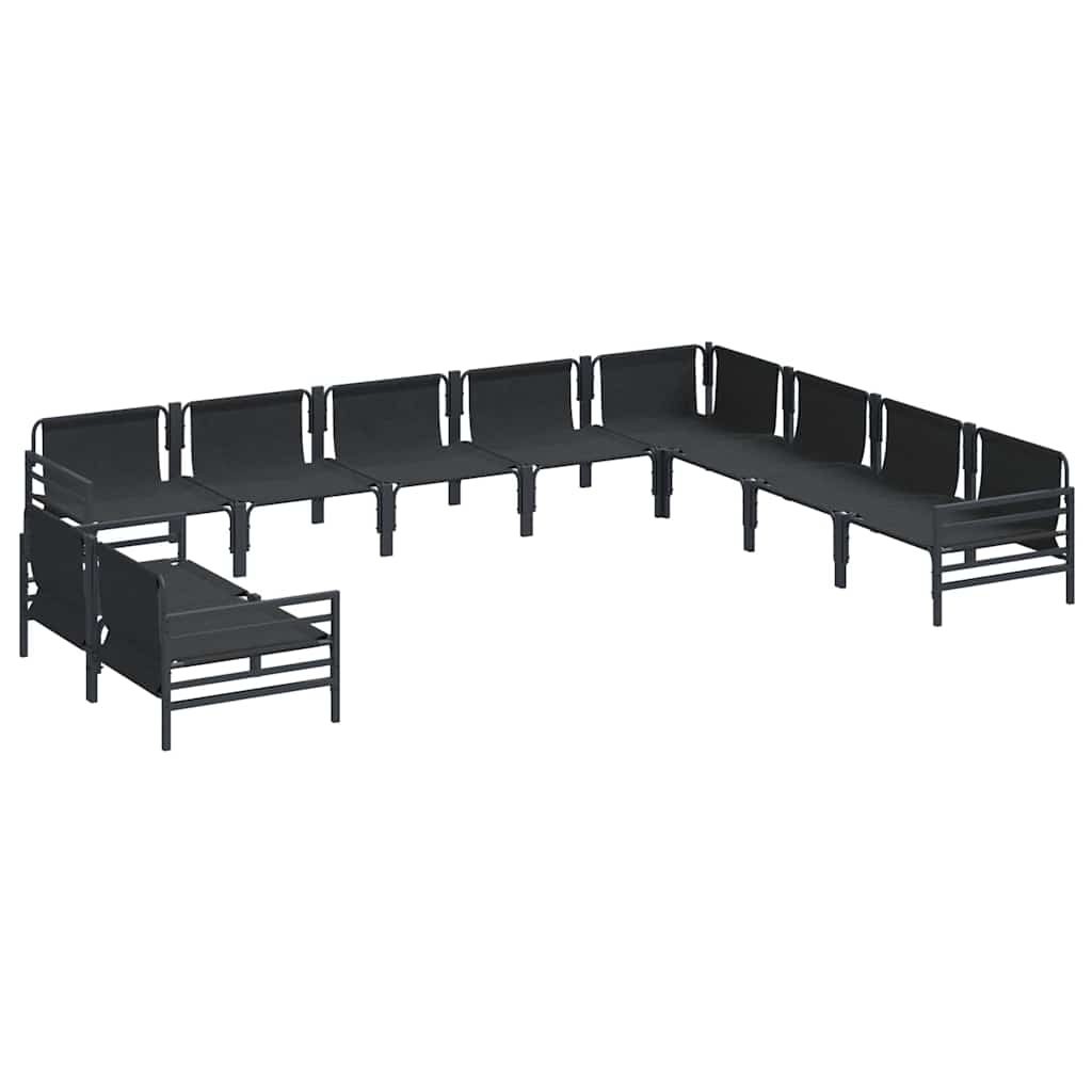 vidaXL Zestaw Sof na Ogród z poduszką 10 pcs Czarny Stal