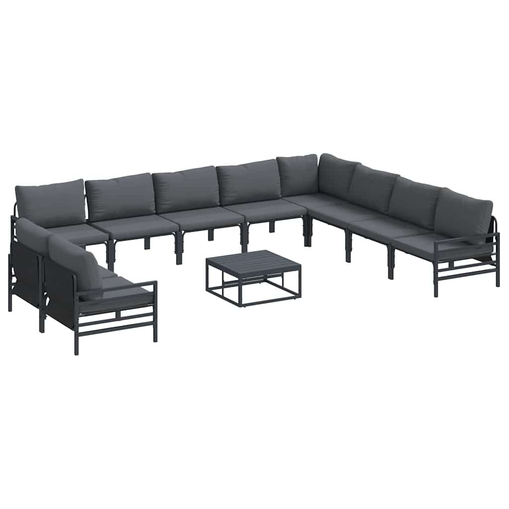 vidaXL Zestaw Sof na Ogród z poduszką 11 pcs Czarny Stal