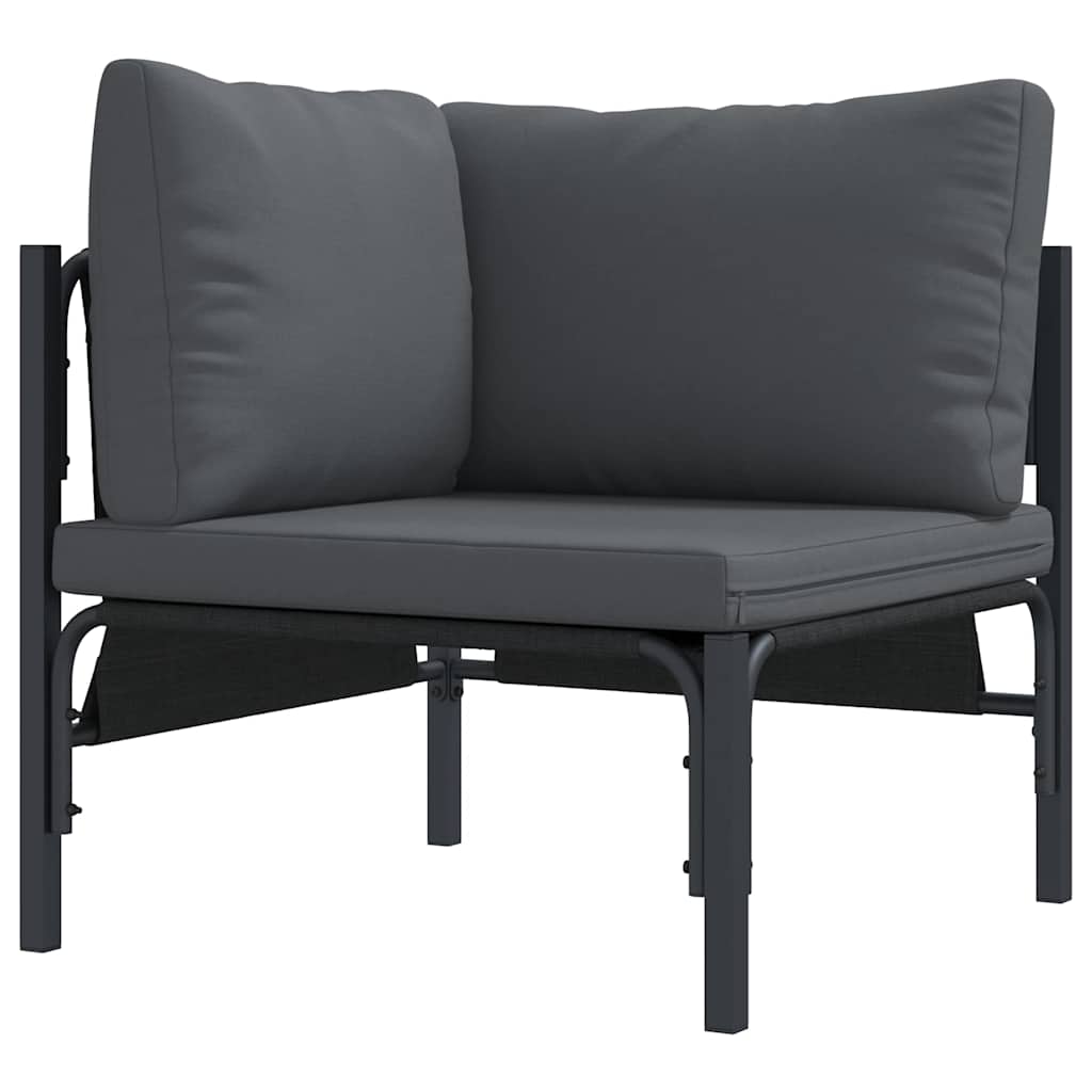 vidaXL Zestaw Sof na Ogród z poduszką 11 pcs Czarny Stal