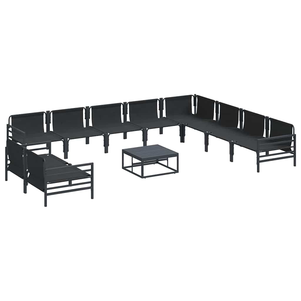 vidaXL Zestaw Sof na Ogród z poduszką 11 pcs Czarny Stal