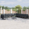 vidaXL Zestaw Sof na Ogród z poduszką 11 pcs Czarny Stal