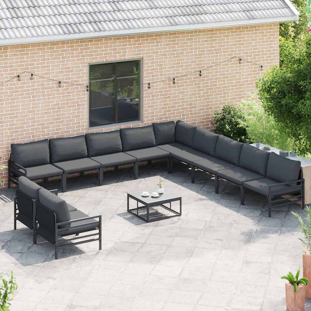vidaXL Zestaw Sof na Ogród z poduszką 11 pcs Czarny Stal
