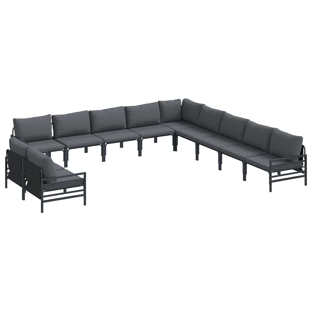 vidaXL Zestaw Sof na Ogród z poduszką 11 pcs Czarny Stal
