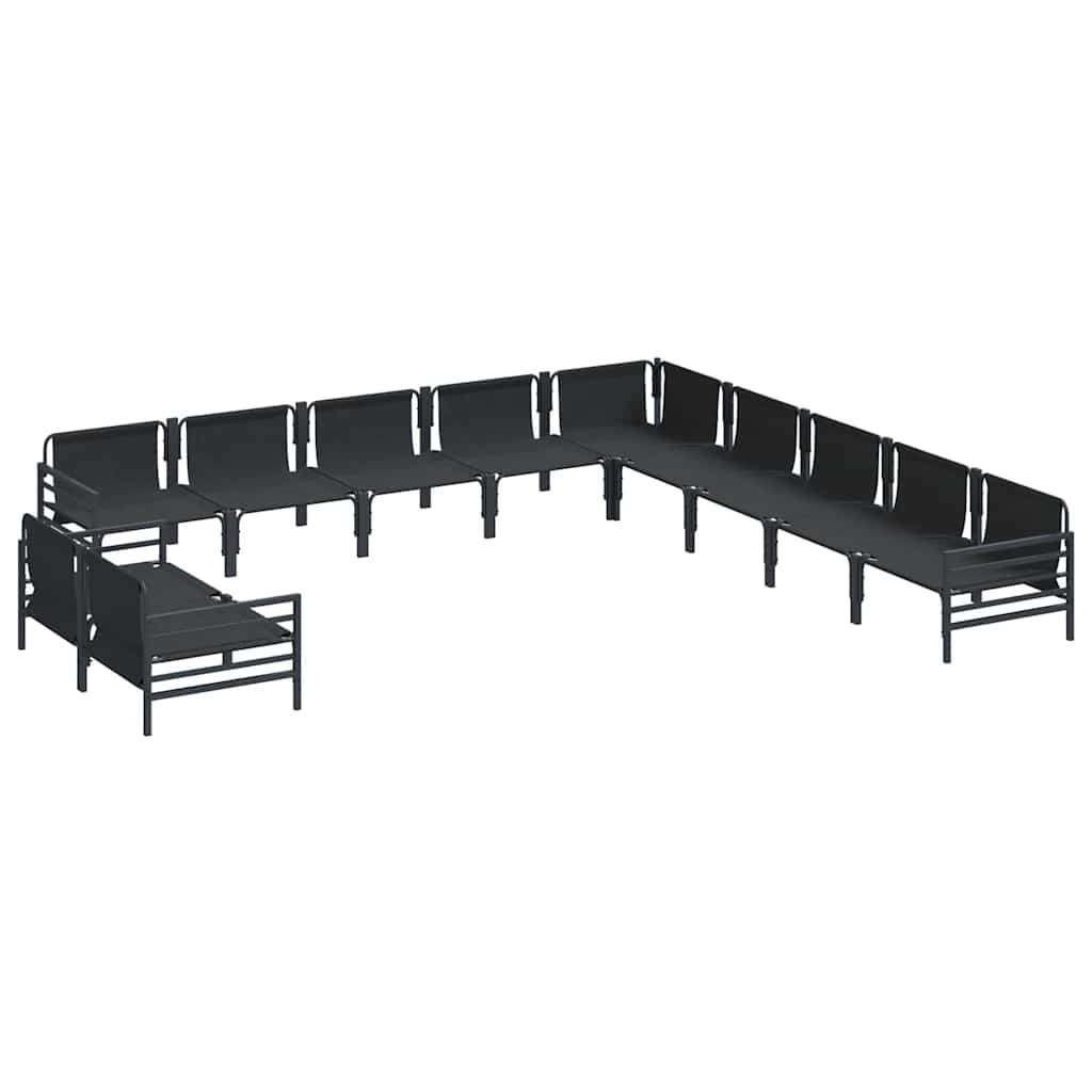 vidaXL Zestaw Sof na Ogród z poduszką 11 pcs Czarny Stal