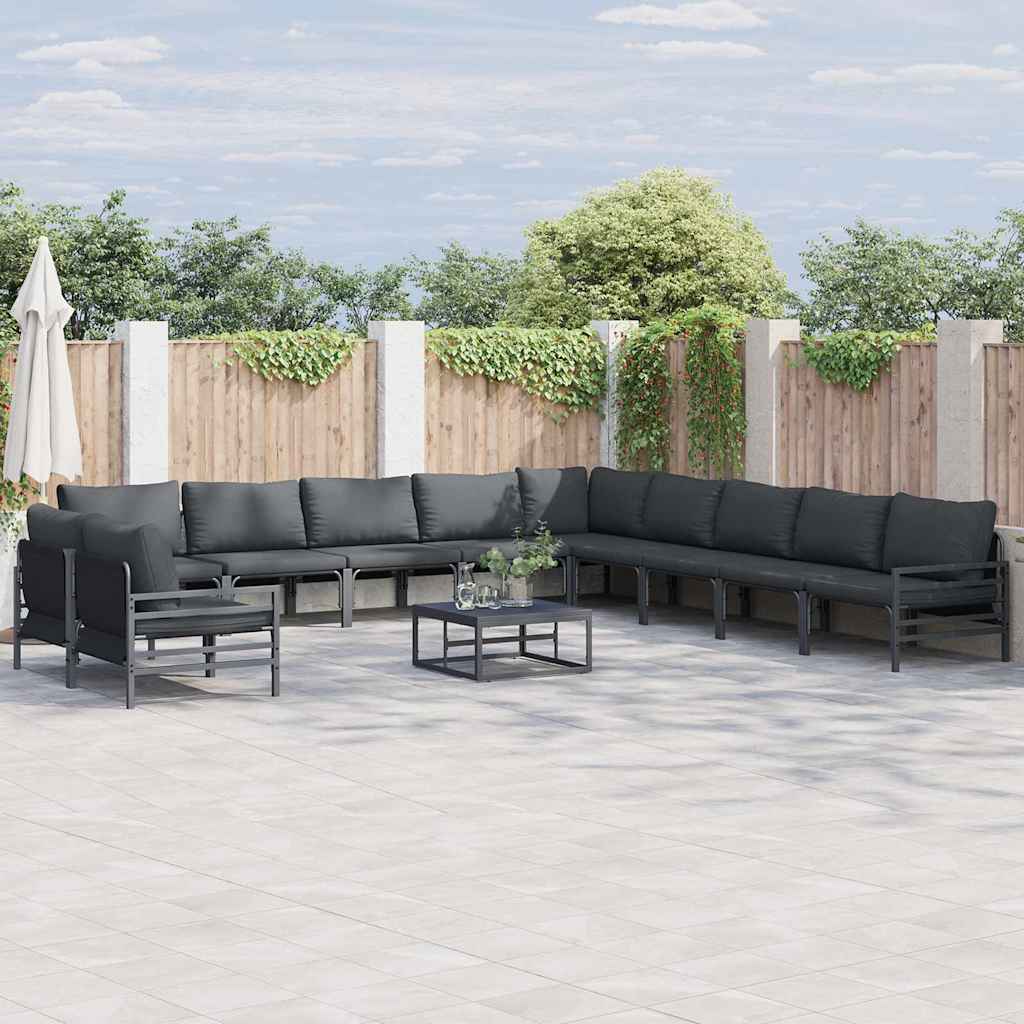 vidaXL Zestaw Sof na Ogród z poduszką 12 pcs Czarny Stal