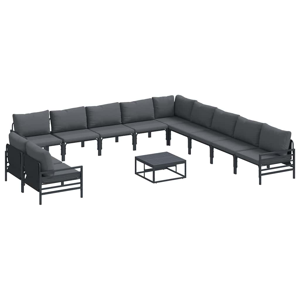 vidaXL Zestaw Sof na Ogród z poduszką 12 pcs Czarny Stal