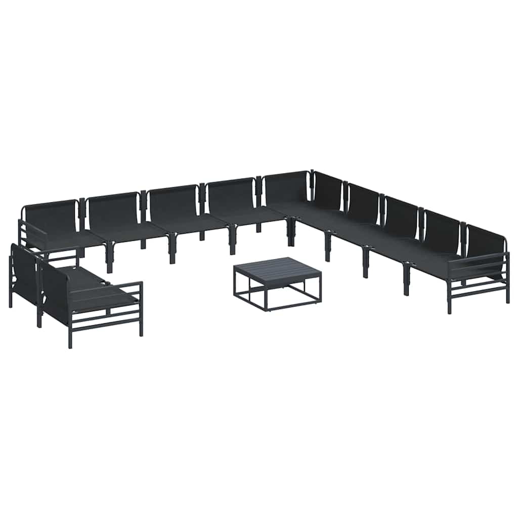 vidaXL Zestaw Sof na Ogród z poduszką 12 pcs Czarny Stal