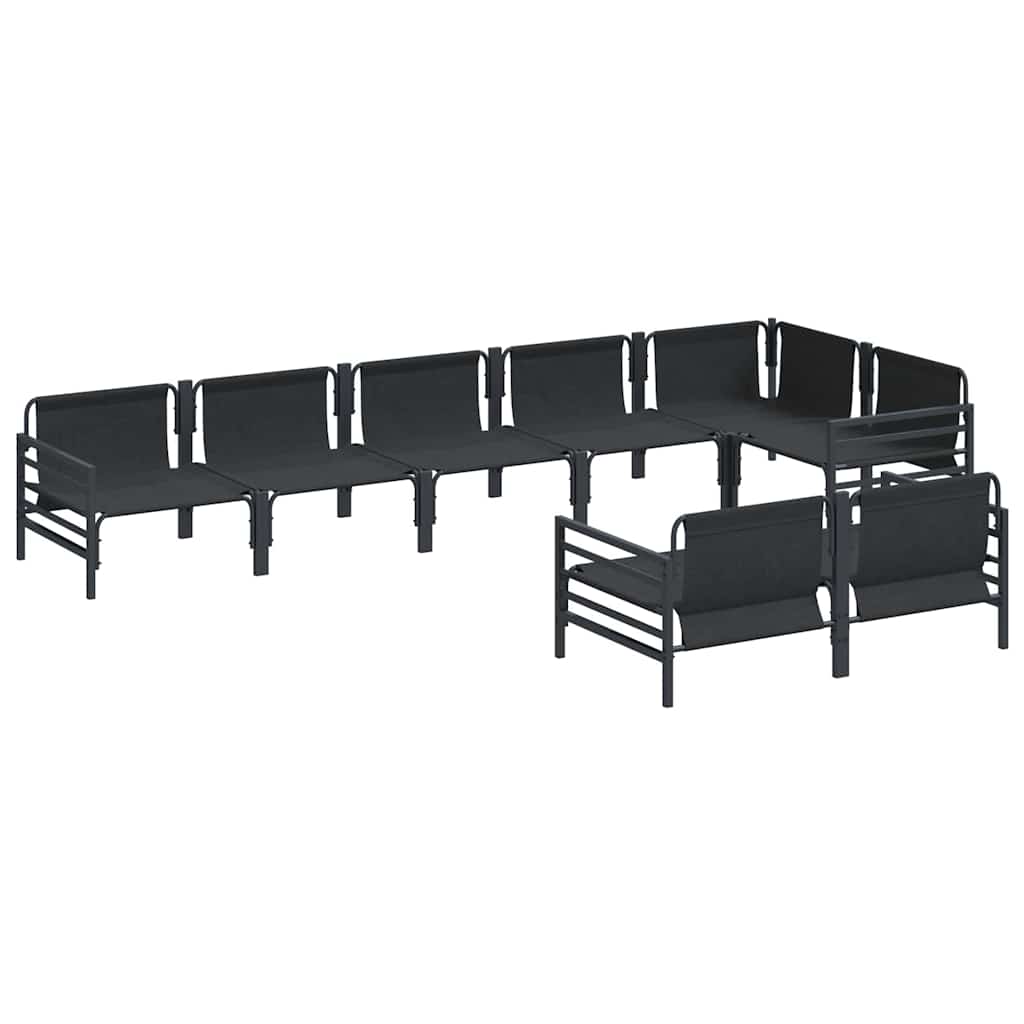 vidaXL Zestaw Sof na Ogród z poduszką 8 pcs Czarny Stal