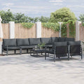 vidaXL Zestaw Sof na Ogród z poduszką 9 pcs Czarny Stal