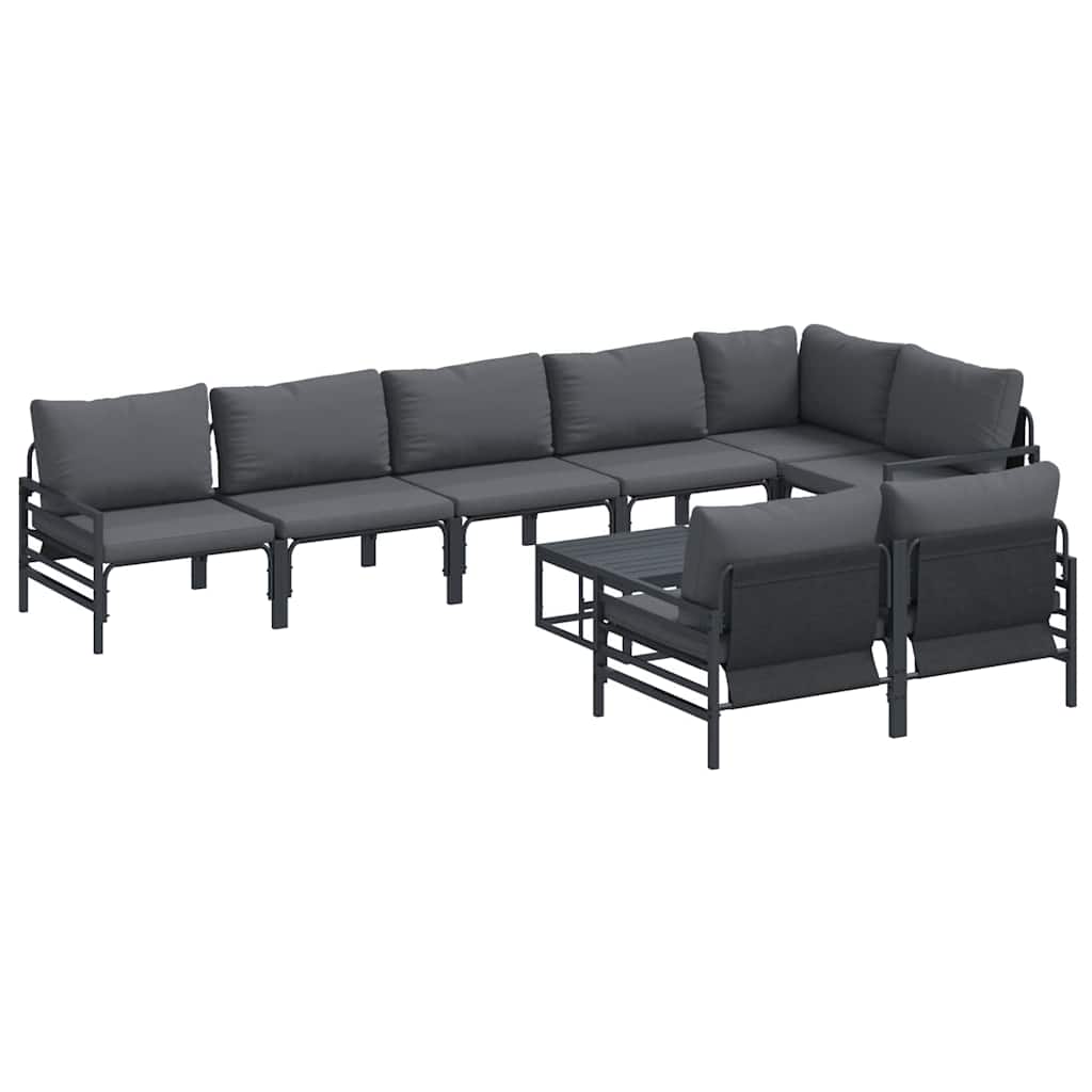 vidaXL Zestaw Sof na Ogród z poduszką 9 pcs Czarny Stal