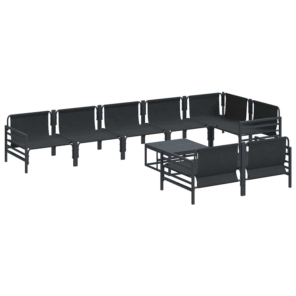 vidaXL Zestaw Sof na Ogród z poduszką 9 pcs Czarny Stal