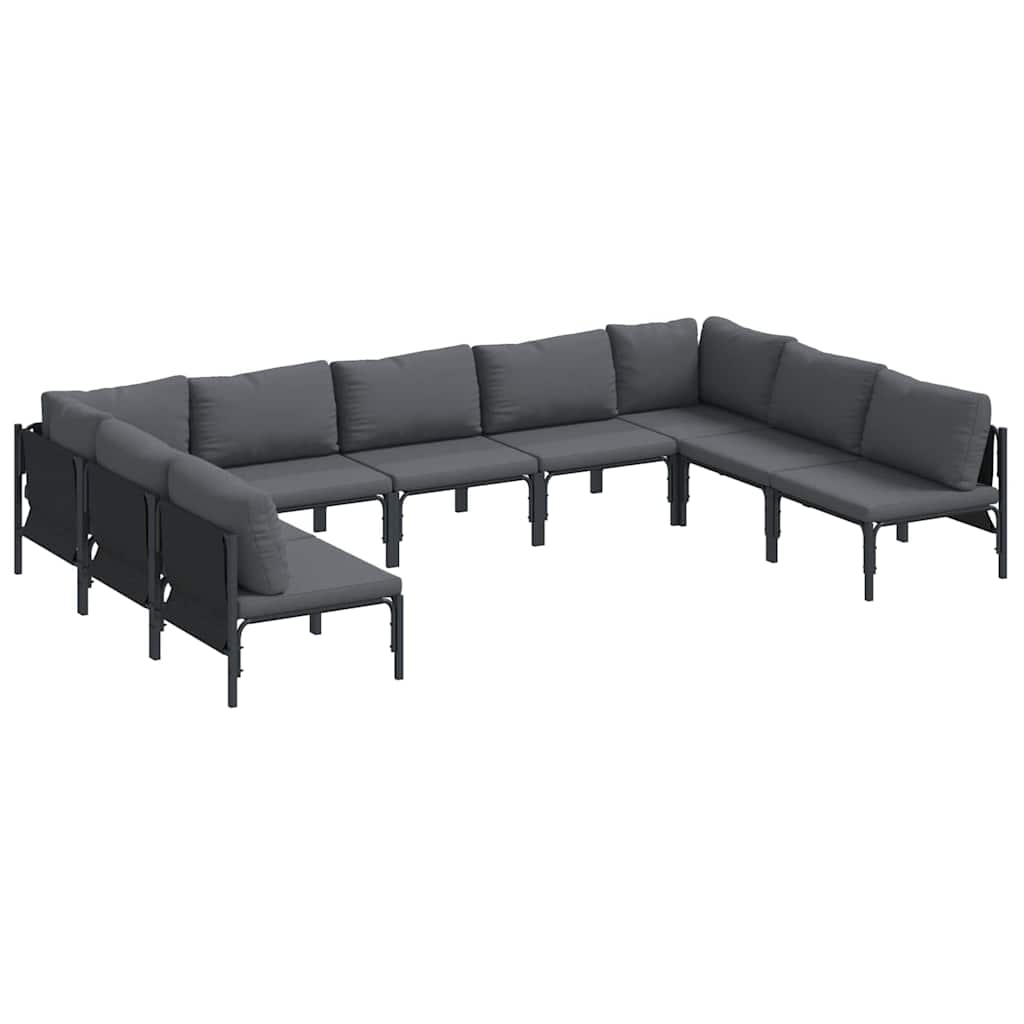 vidaXL Zestaw Sof na Ogród z poduszką 9 pcs Czarny Stal