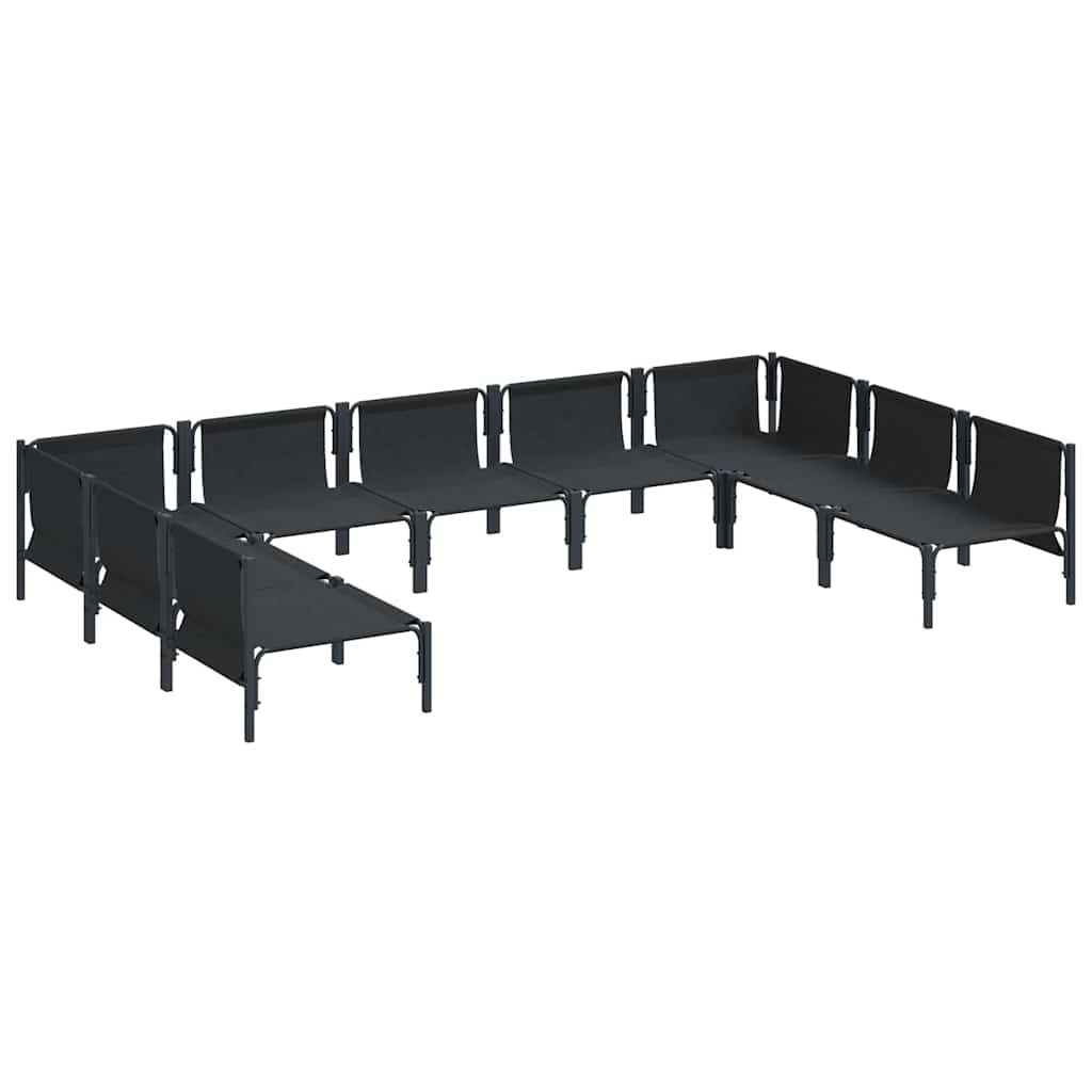 vidaXL Zestaw Sof na Ogród z poduszką 9 pcs Czarny Stal