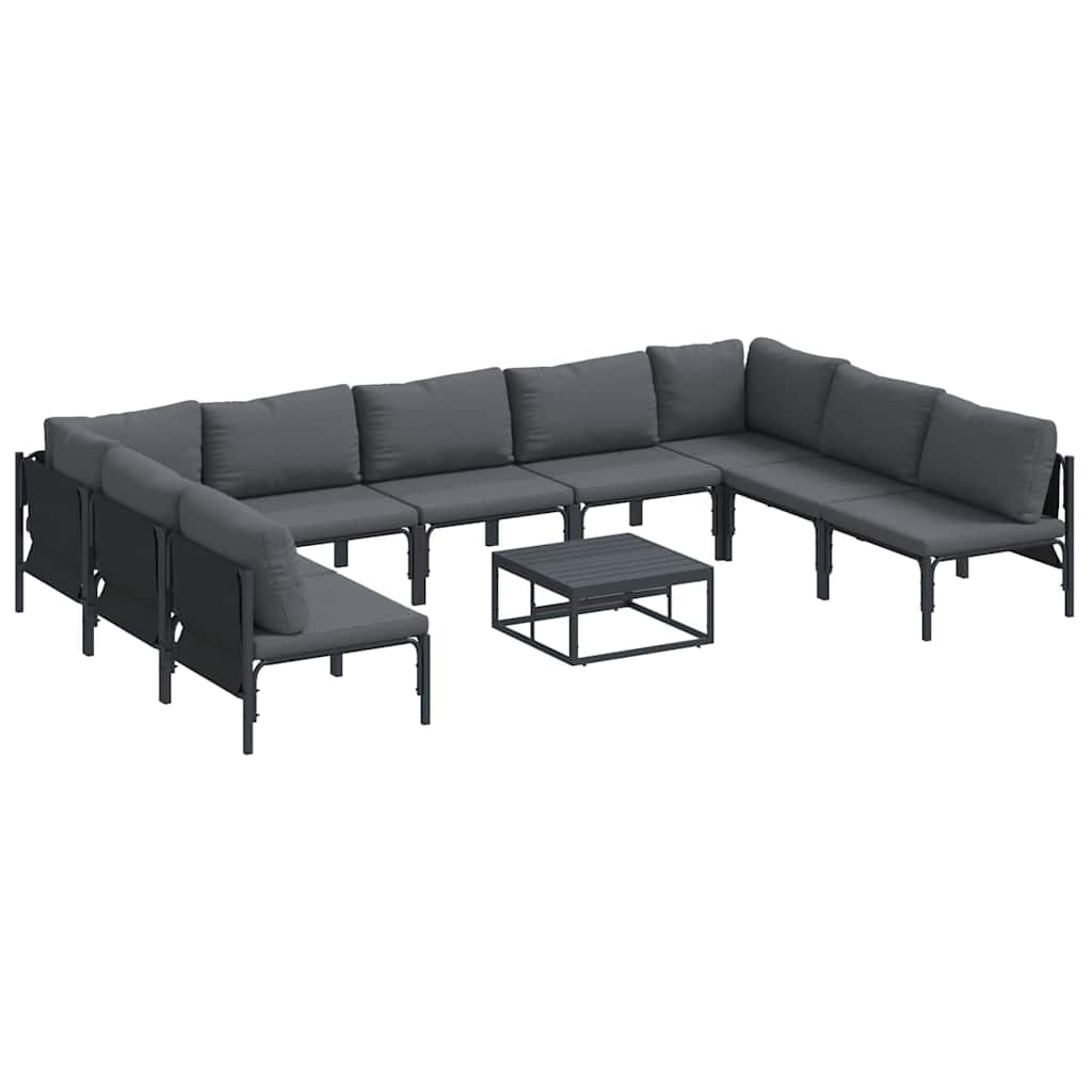 vidaXL Zestaw Sof na Ogród z poduszką 10 pcs Czarny Stal