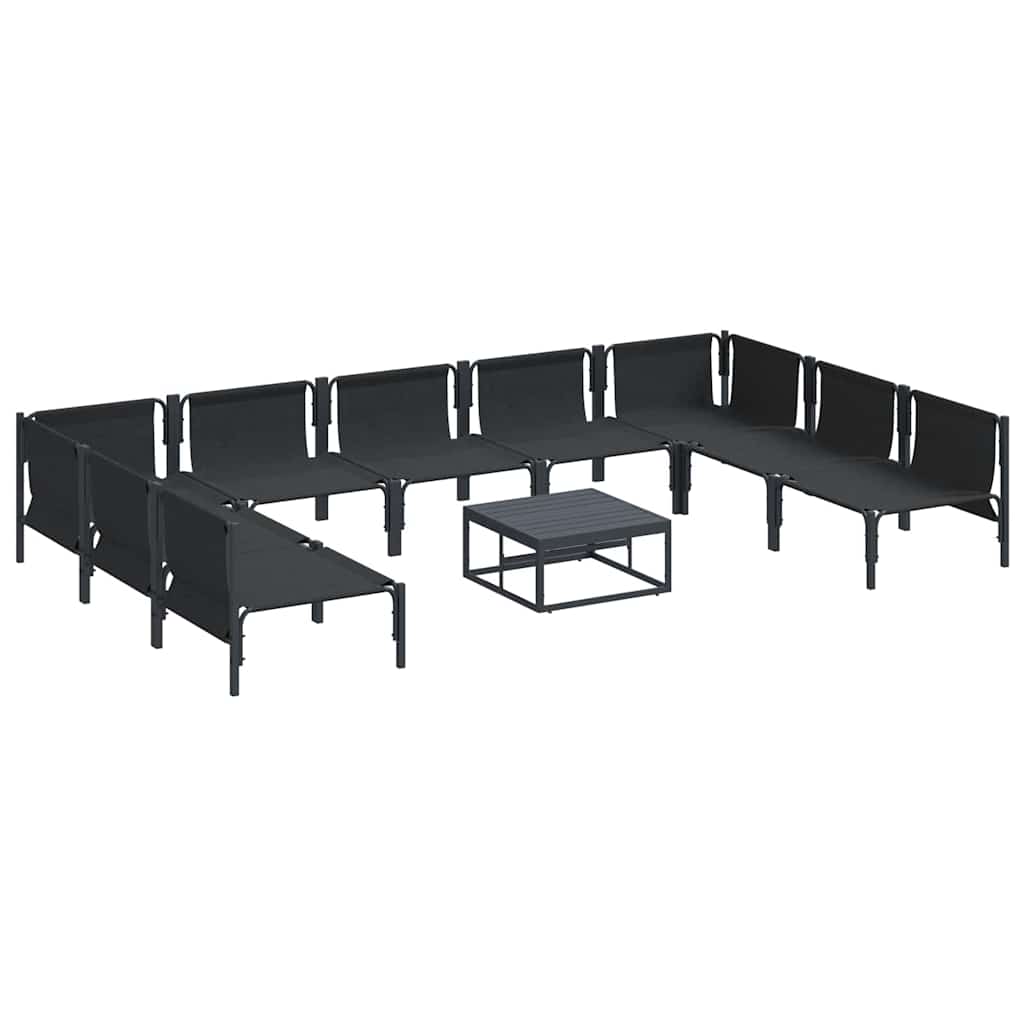 vidaXL Zestaw Sof na Ogród z poduszką 10 pcs Czarny Stal