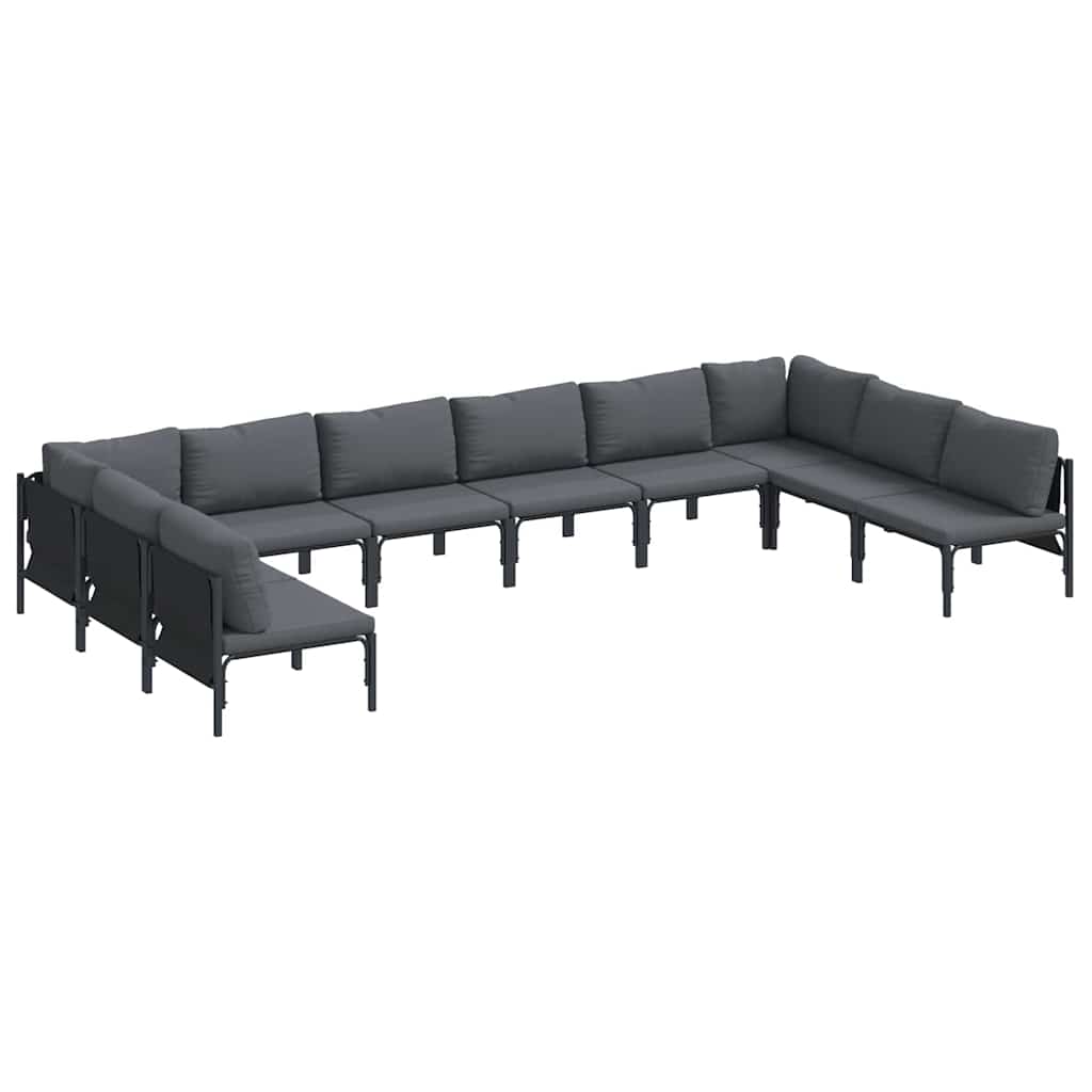 vidaXL Zestaw Sof na Ogród z poduszką 10 pcs Czarny Stal