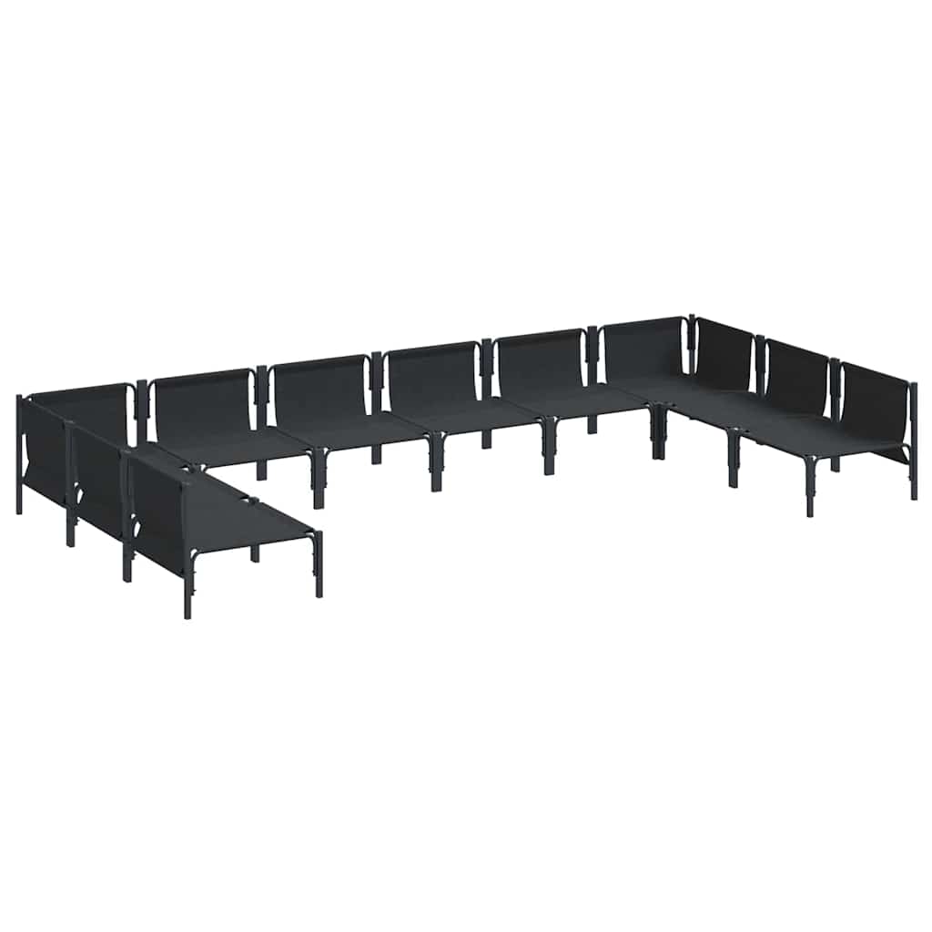 vidaXL Zestaw Sof na Ogród z poduszką 10 pcs Czarny Stal