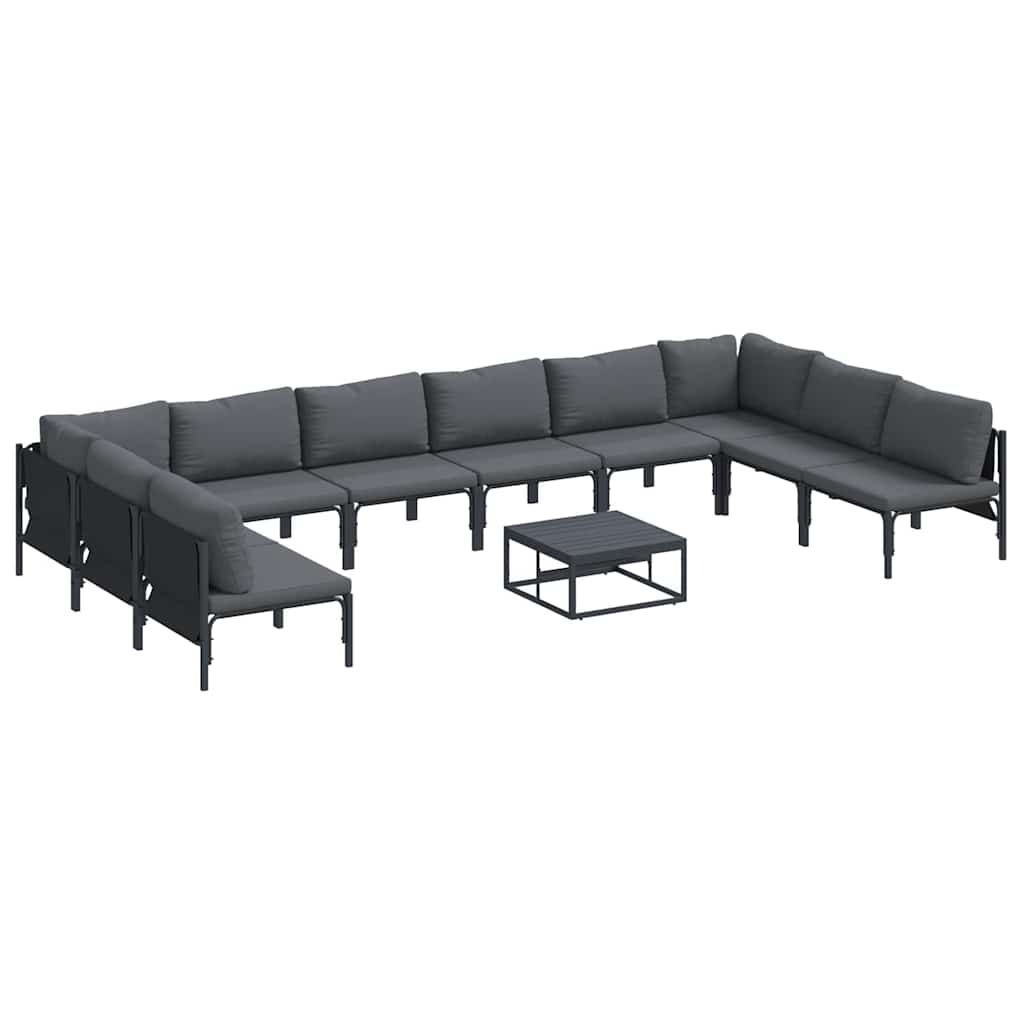 vidaXL Zestaw Sof na Ogród z poduszką 11 pcs Czarny Stal