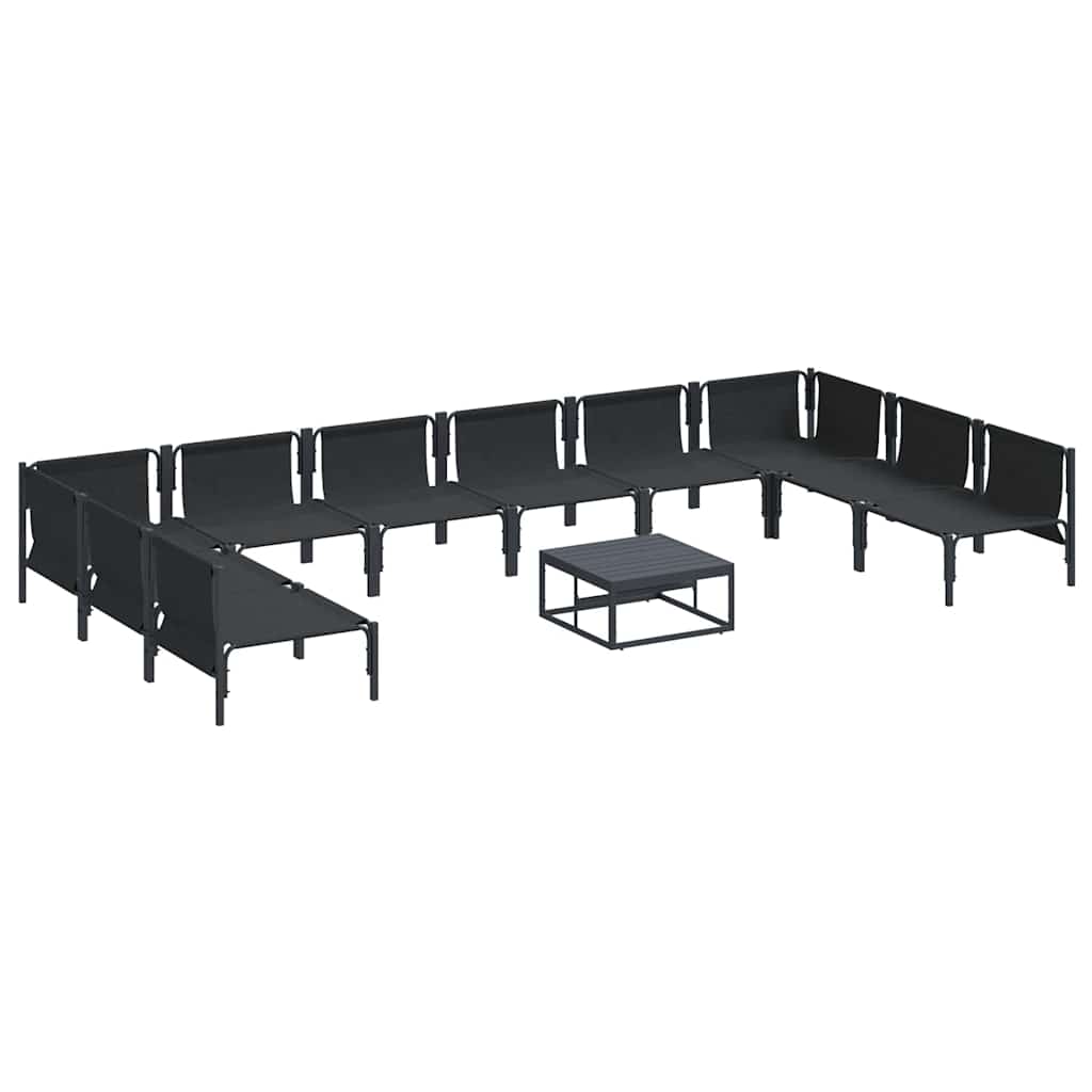 vidaXL Zestaw Sof na Ogród z poduszką 11 pcs Czarny Stal