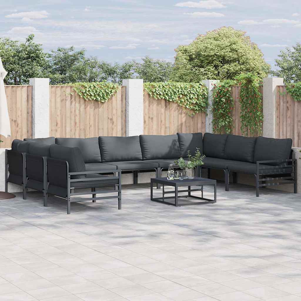 vidaXL Zestaw Sof na Ogród z poduszką 9 pcs Czarny Stal