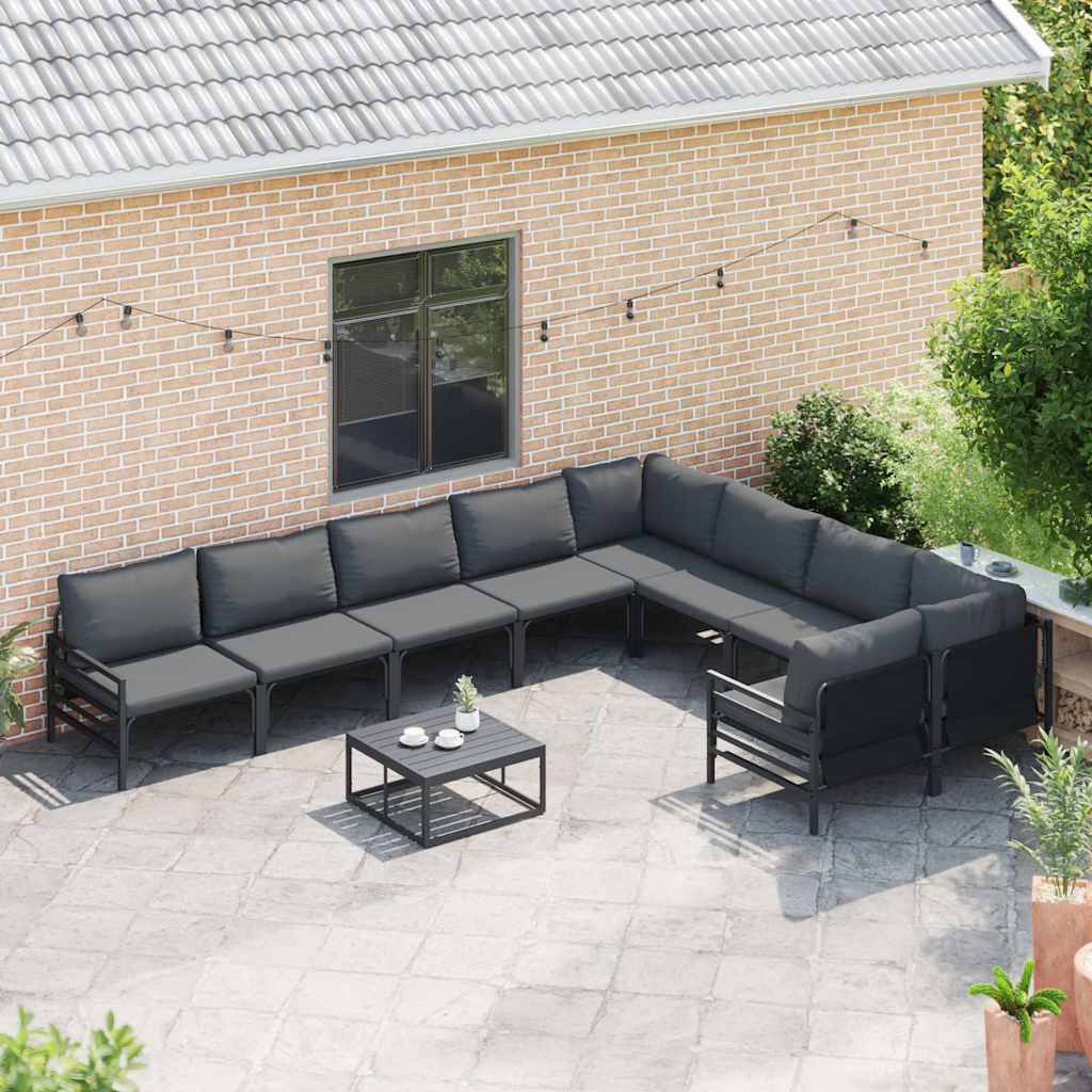 vidaXL Zestaw Sof na Ogród z poduszką 9 pcs Czarny Stal
