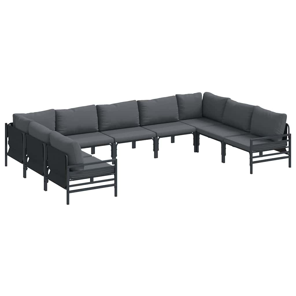 vidaXL Zestaw Sof na Ogród z poduszką 9 pcs Czarny Stal