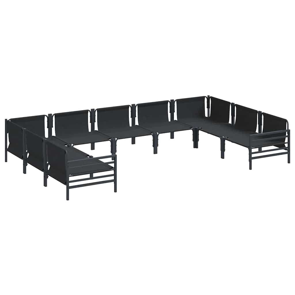 vidaXL Zestaw Sof na Ogród z poduszką 9 pcs Czarny Stal